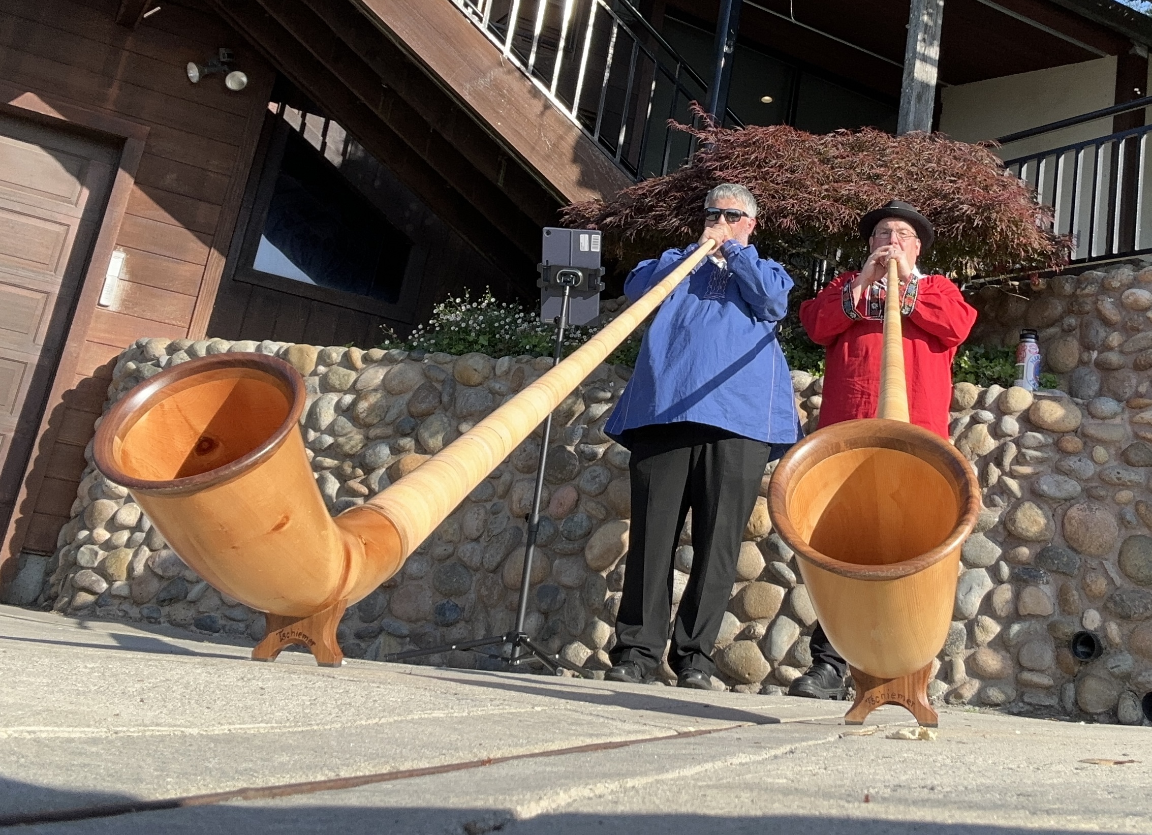 Alphorn at a Wedding Cocktail Reception in Woodside
